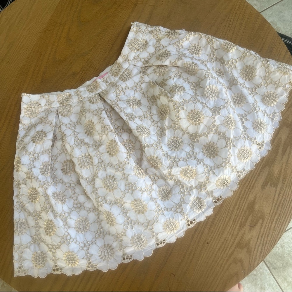 NWT lLilly Pulitzer White and Gold Lace Skirt - 12